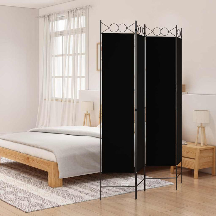 4-panels rumdeler 160x200 cm stof sort