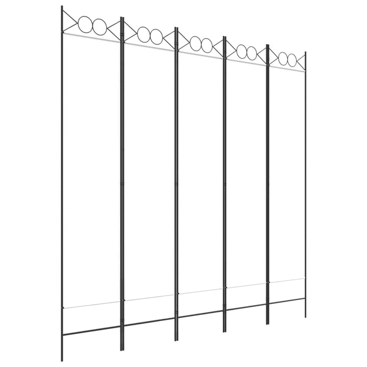 5-panels rumdeler 200x200 cm stof hvid