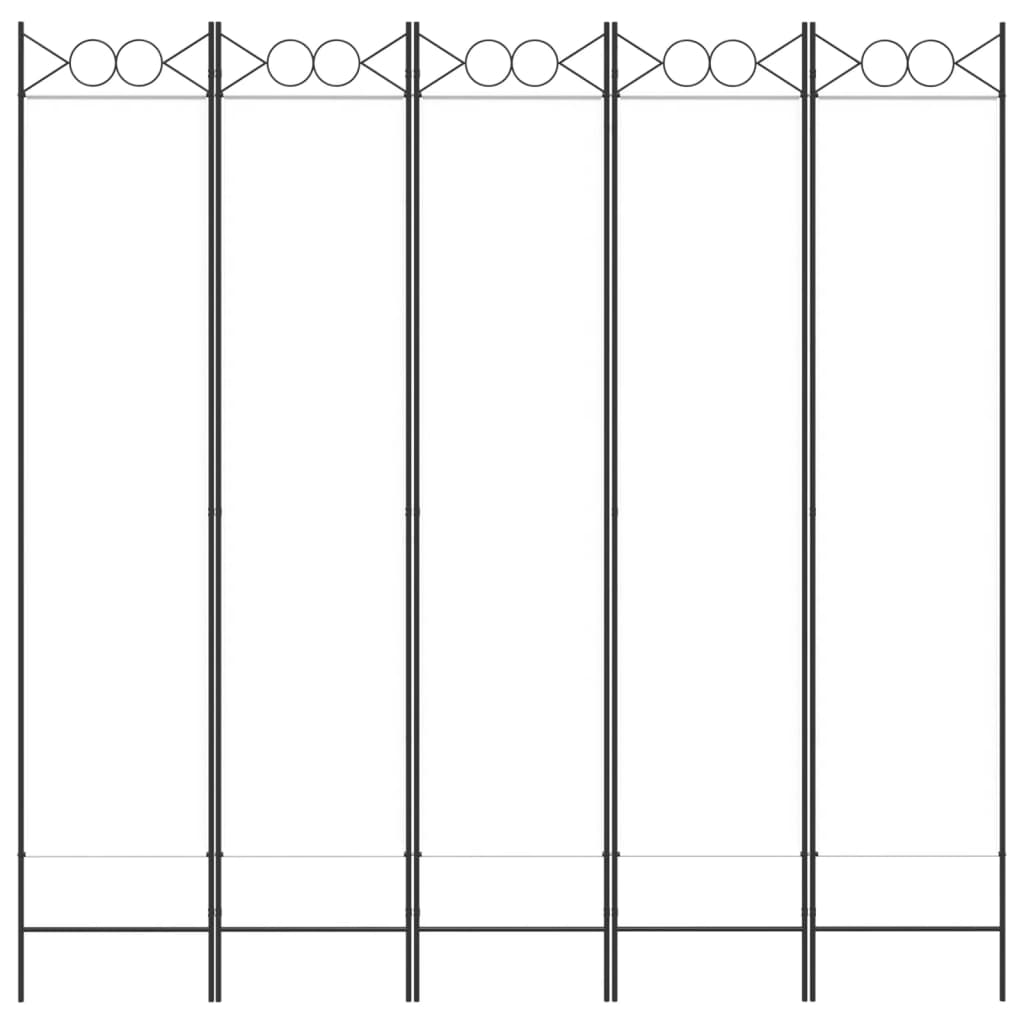 5-panels rumdeler 200x200 cm stof hvid