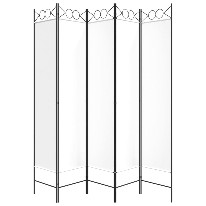 5-panels rumdeler 200x200 cm stof hvid