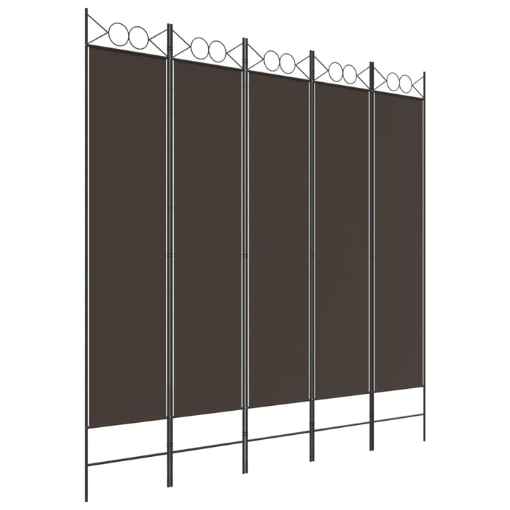 5-panels rumdeler 200x200 cm stof brun