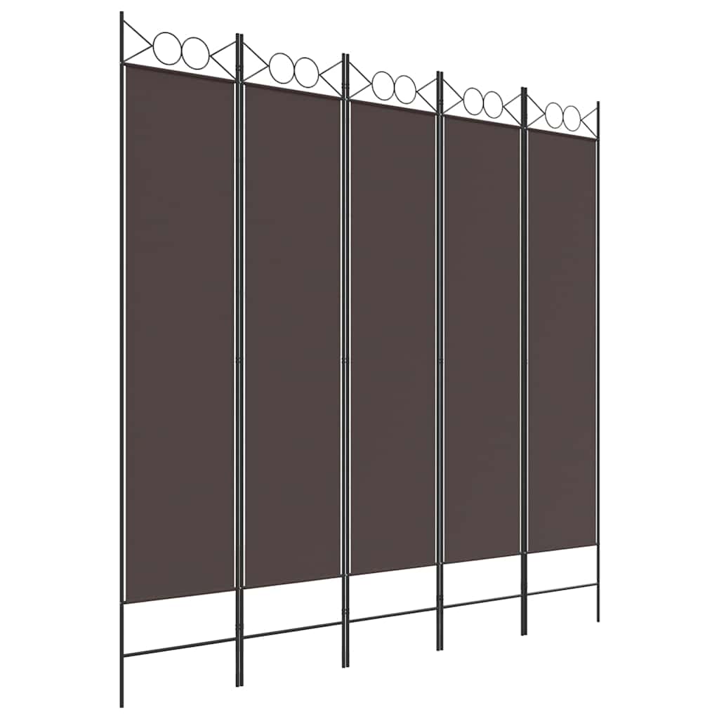 5-panels rumdeler 200x200 cm stof brun