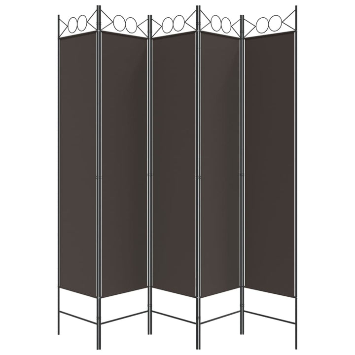 5-panels rumdeler 200x200 cm stof brun