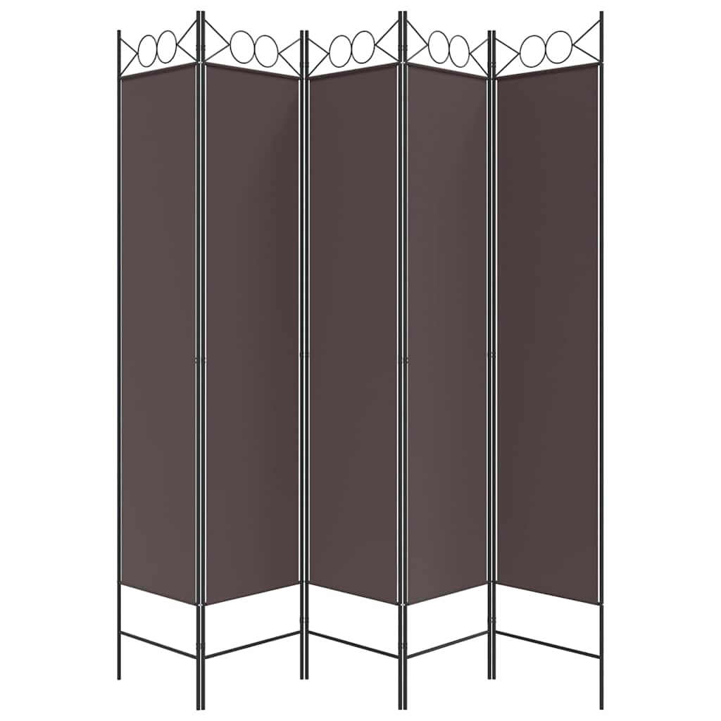 5-panels rumdeler 200x200 cm stof brun