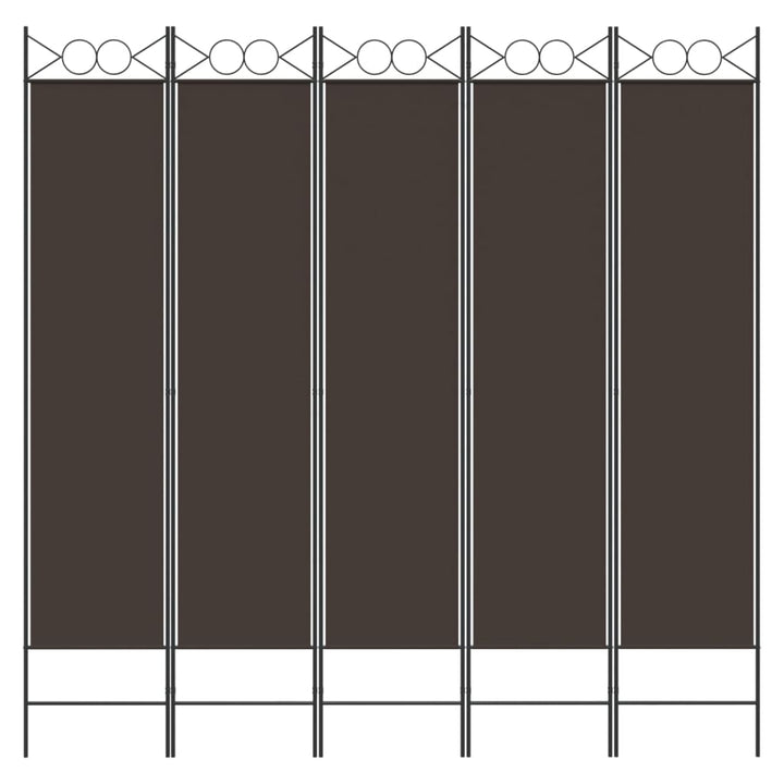 5-panels rumdeler 200x200 cm stof brun