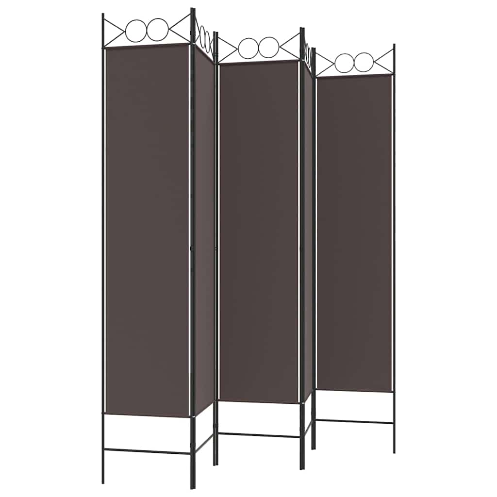 5-panels rumdeler 200x200 cm stof brun