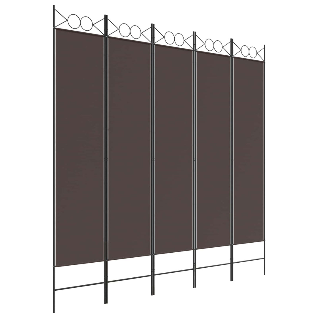 5-panels rumdeler 200x200 cm stof brun