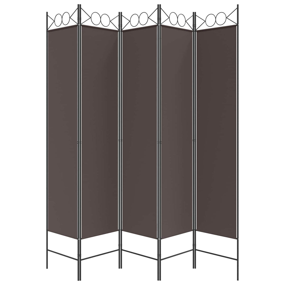 5-panels rumdeler 200x200 cm stof brun