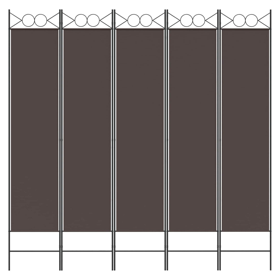 5-panels rumdeler 200x200 cm stof brun