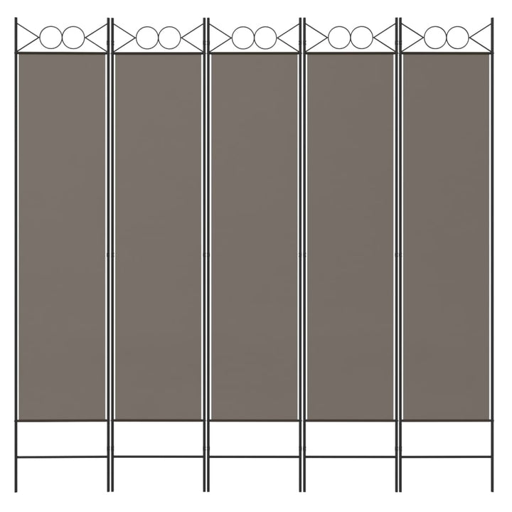 5-panels rumdeler 200x200 cm stof antracitgrå