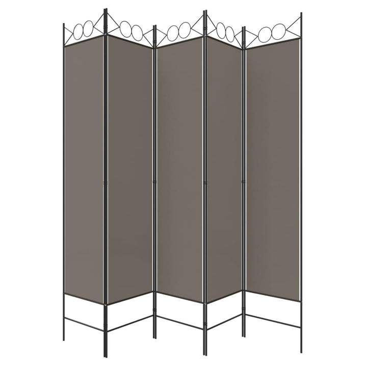 5-panels rumdeler 200x200 cm stof antracitgrå