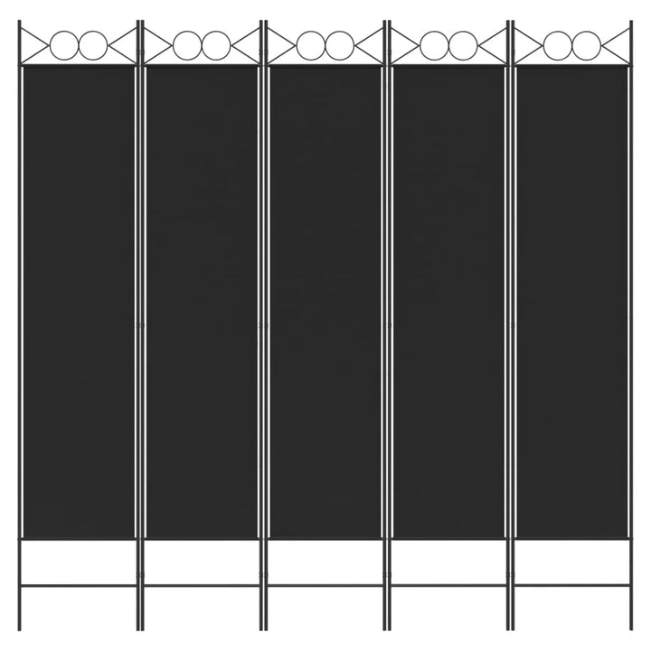 5-panels rumdeler 200x200 cm stof sort