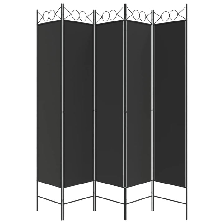 5-panels rumdeler 200x200 cm stof sort