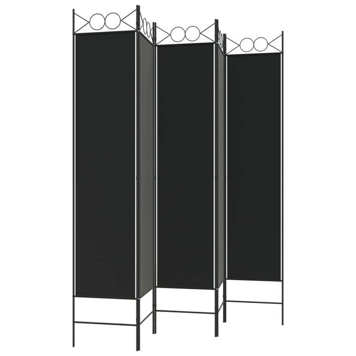 5-panels rumdeler 200x200 cm stof sort