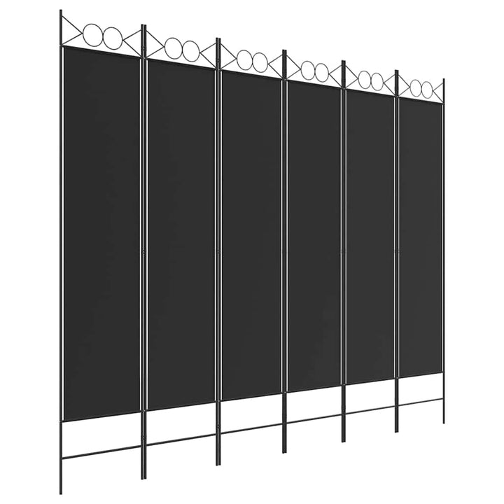 6-panels rumdeler 240x200 cm stof sort