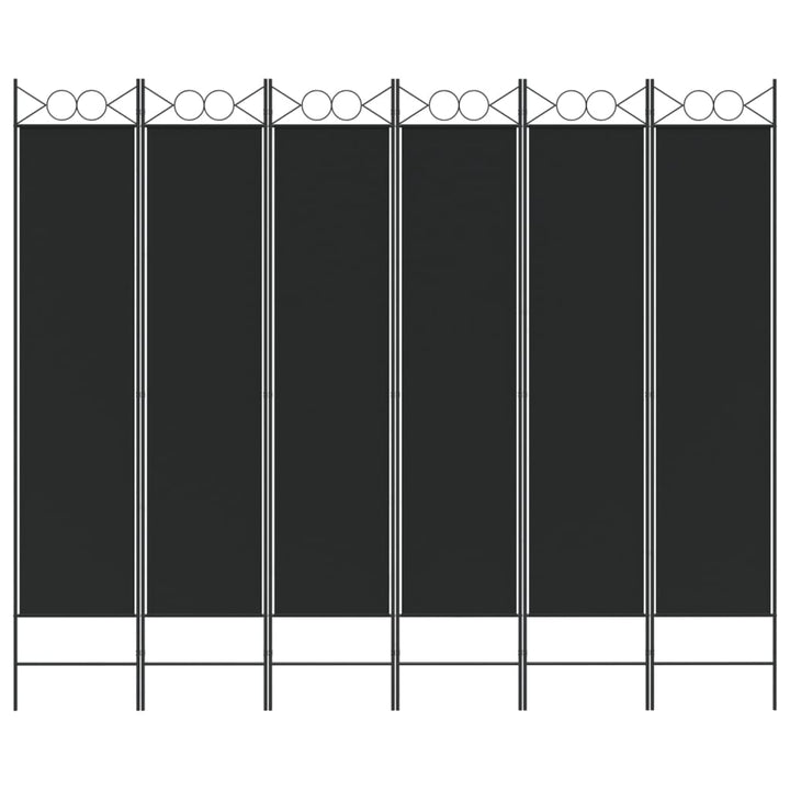 6-panels rumdeler 240x200 cm stof sort