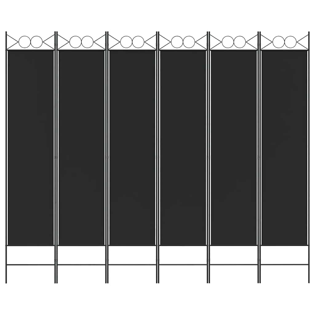 6-panels rumdeler 240x200 cm stof sort