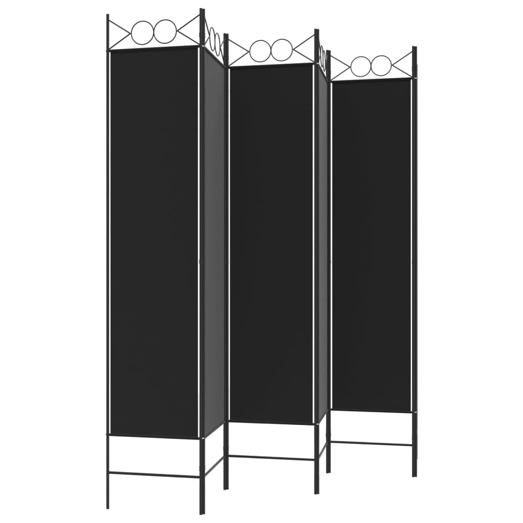 6-panels rumdeler 240x200 cm stof sort