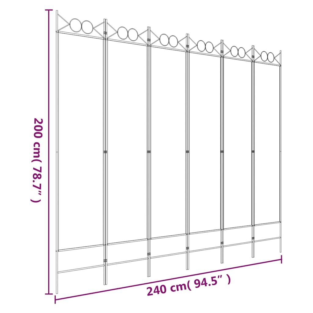 6-panels rumdeler 240x200 cm stof sort