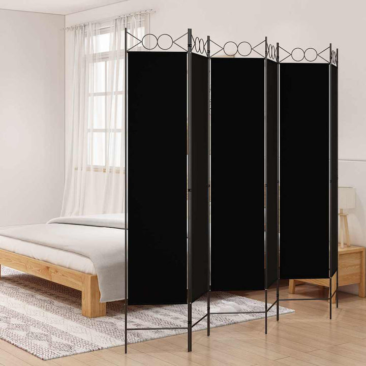 6-panels rumdeler 240x200 cm stof sort