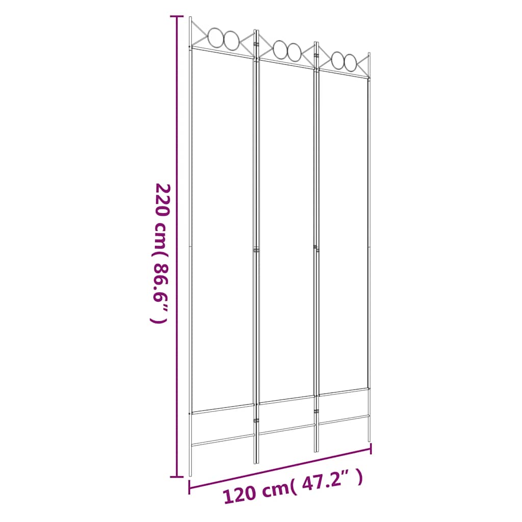 3-panels rumdeler 120x220 cm stof sort