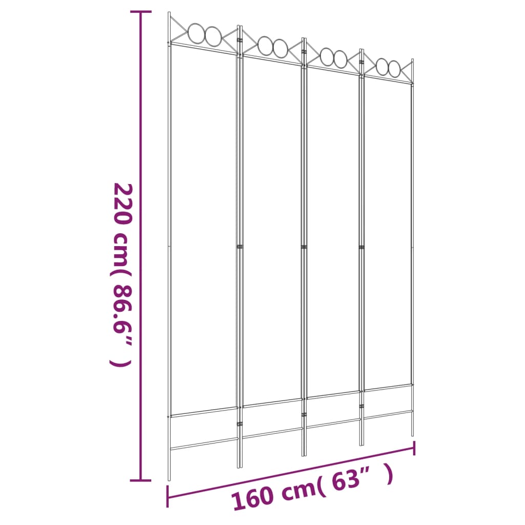 4-panels rumdeler 160x220 cm stof brun