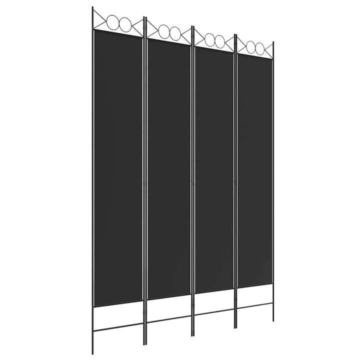 4-panels rumdeler 160x220 cm stof sort