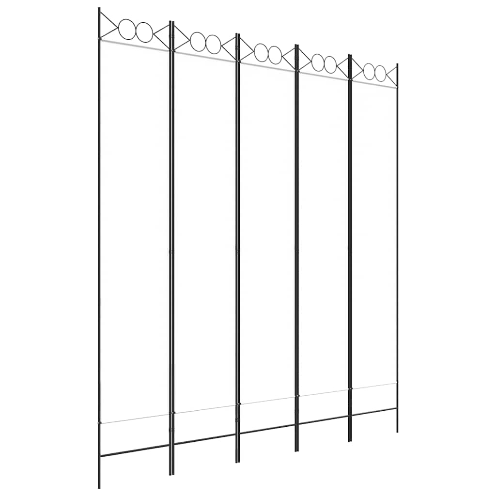 5-panels rumdeler 200x220 cm stof hvid