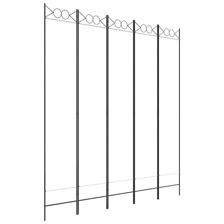 5-panels rumdeler 200x220 cm stof hvid