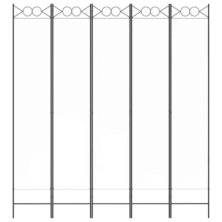 5-panels rumdeler 200x220 cm stof hvid
