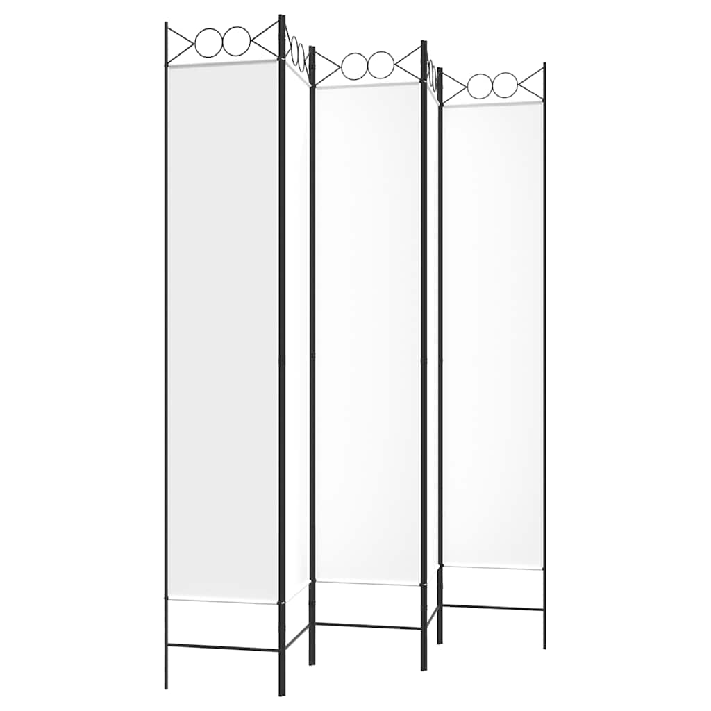 5-panels rumdeler 200x220 cm stof hvid