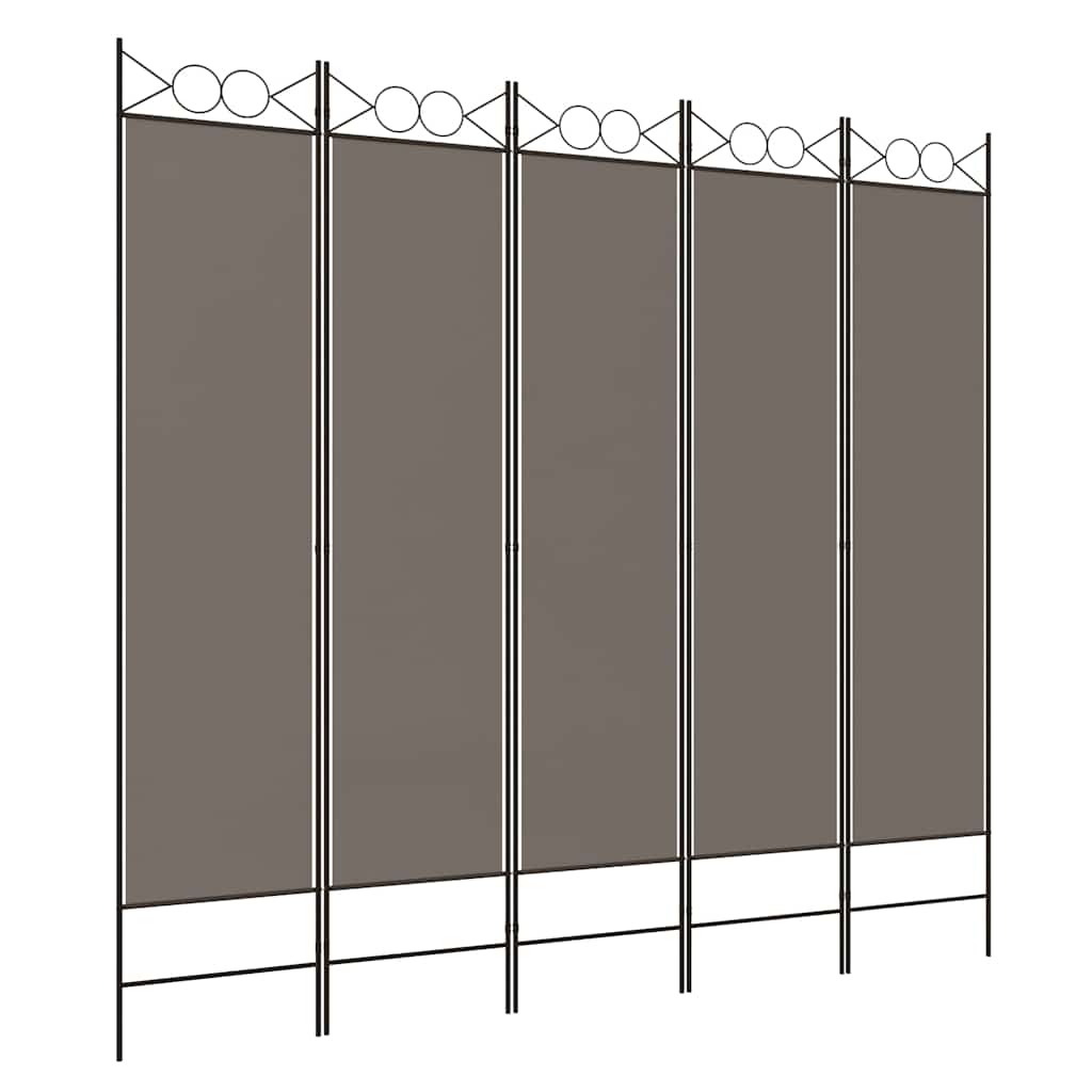5-panels rumdeler 200x220 cm stof antracitgrå