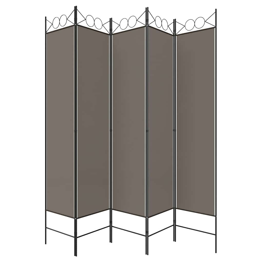5-panels rumdeler 200x220 cm stof antracitgrå