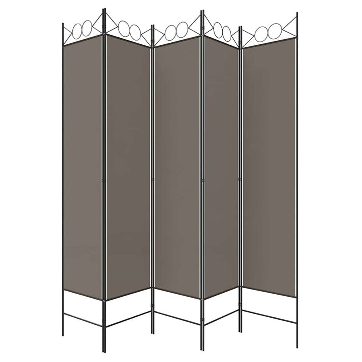 5-panels rumdeler 200x220 cm stof antracitgrå