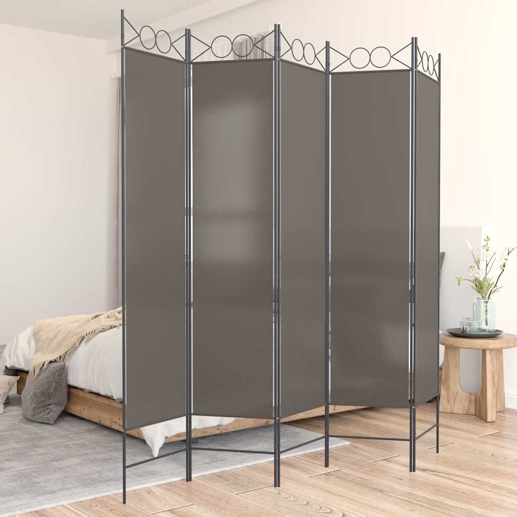 5-panels rumdeler 200x220 cm stof antracitgrå