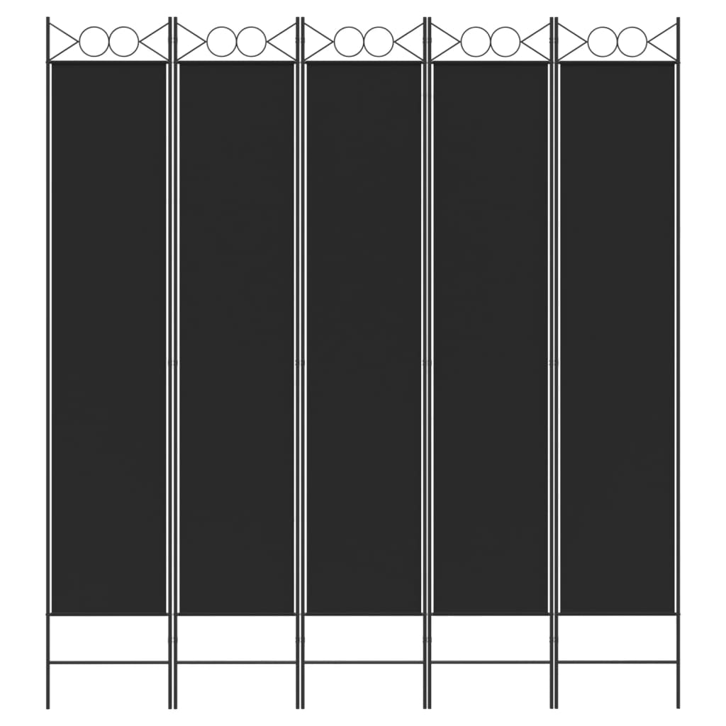 5-panels rumdeler 200x220 cm stof sort