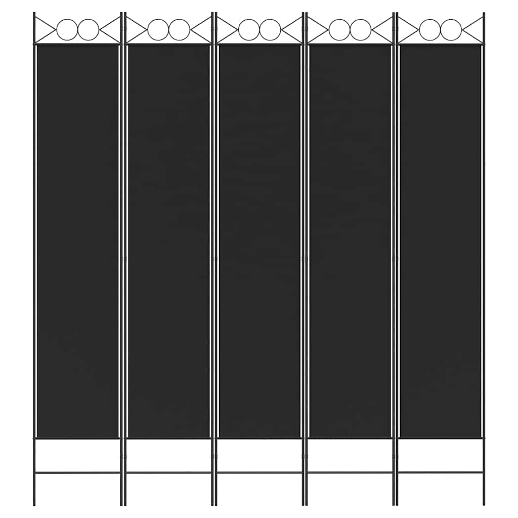 5-panels rumdeler 200x220 cm stof sort