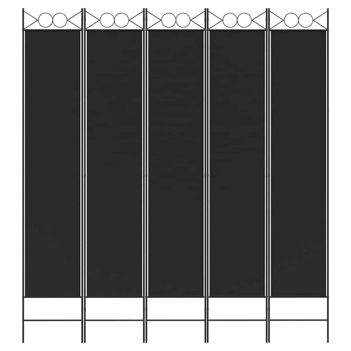 5-panels rumdeler 200x220 cm stof sort