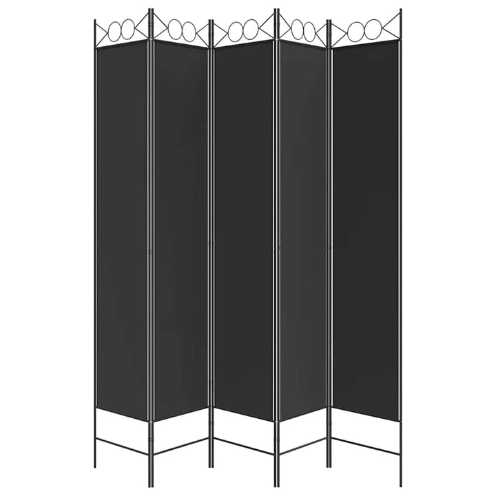 5-panels rumdeler 200x220 cm stof sort