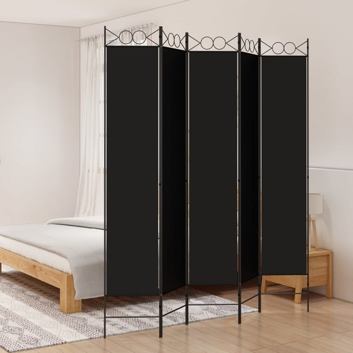 5-panels rumdeler 200x220 cm stof sort
