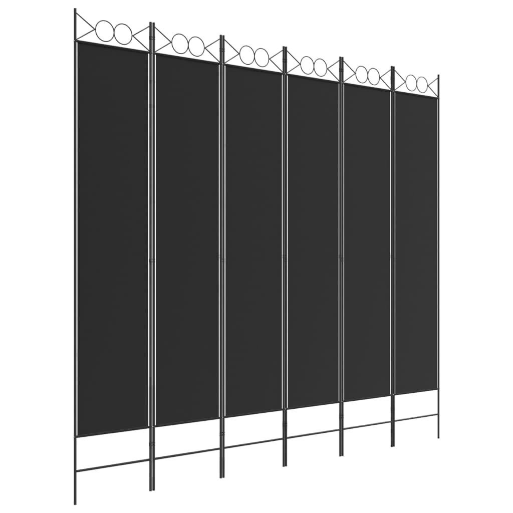 6-panels rumdeler 240x220 cm stof sort