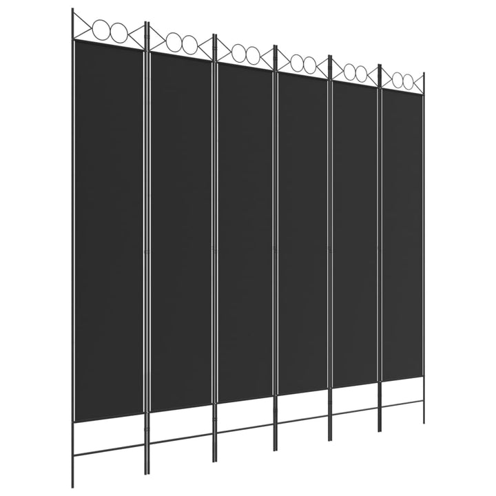 6-panels rumdeler 240x220 cm stof sort