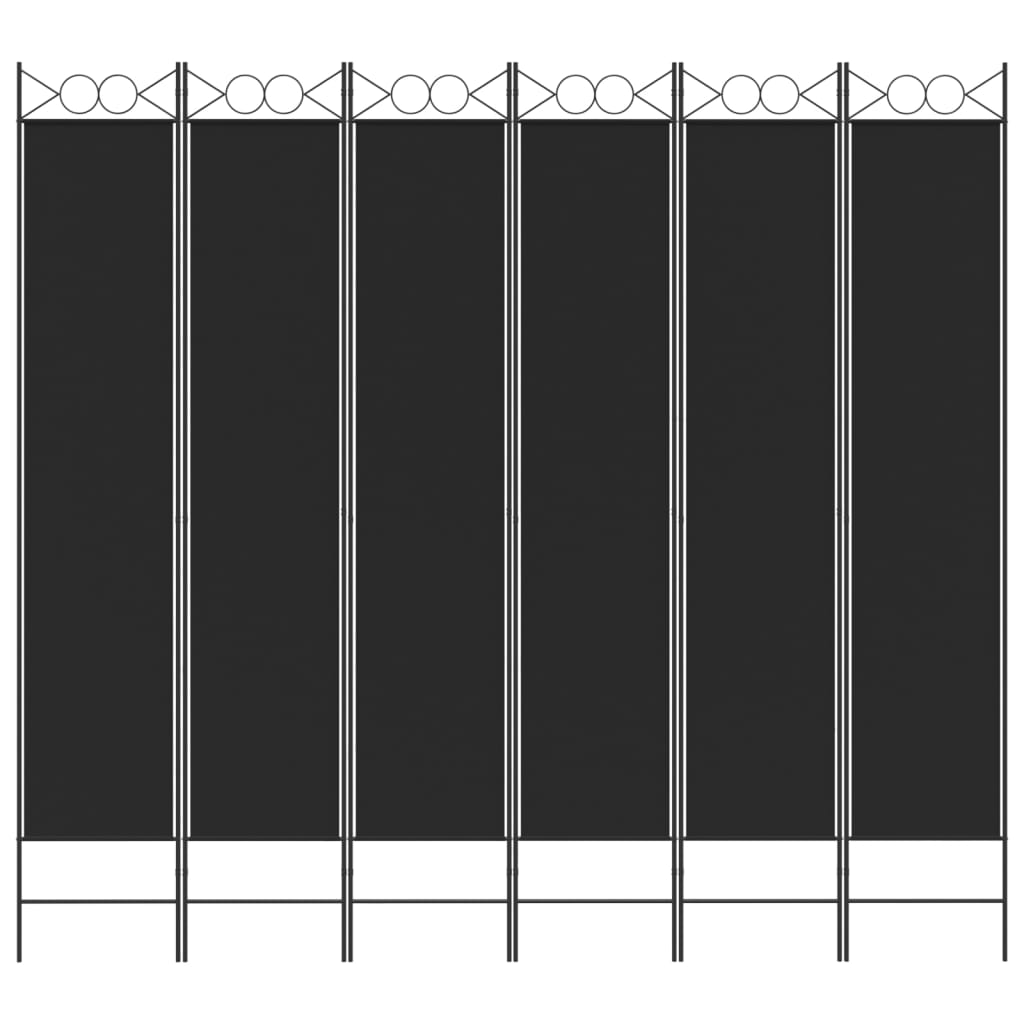 6-panels rumdeler 240x220 cm stof sort