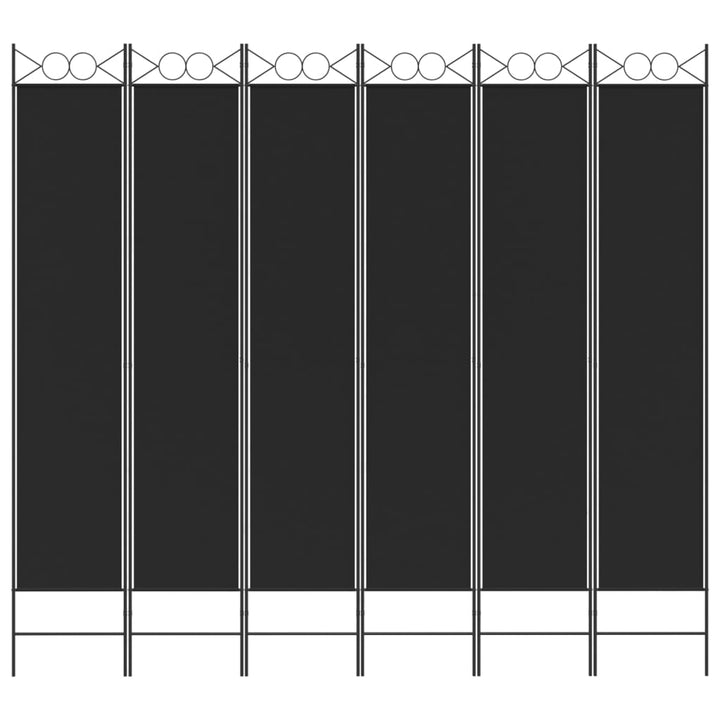 6-panels rumdeler 240x220 cm stof sort