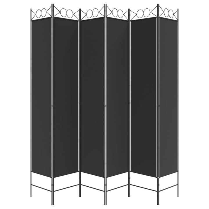 6-panels rumdeler 240x220 cm stof sort