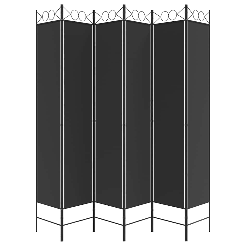 6-panels rumdeler 240x220 cm stof sort
