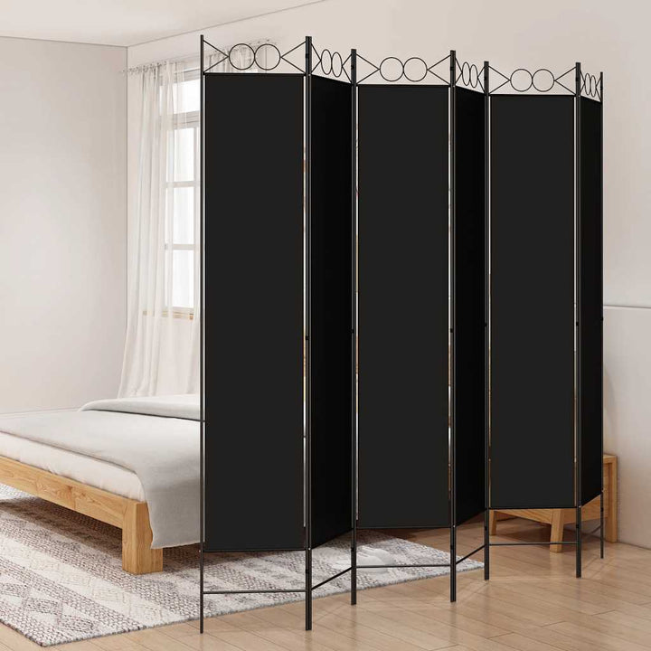6-panels rumdeler 240x220 cm stof sort