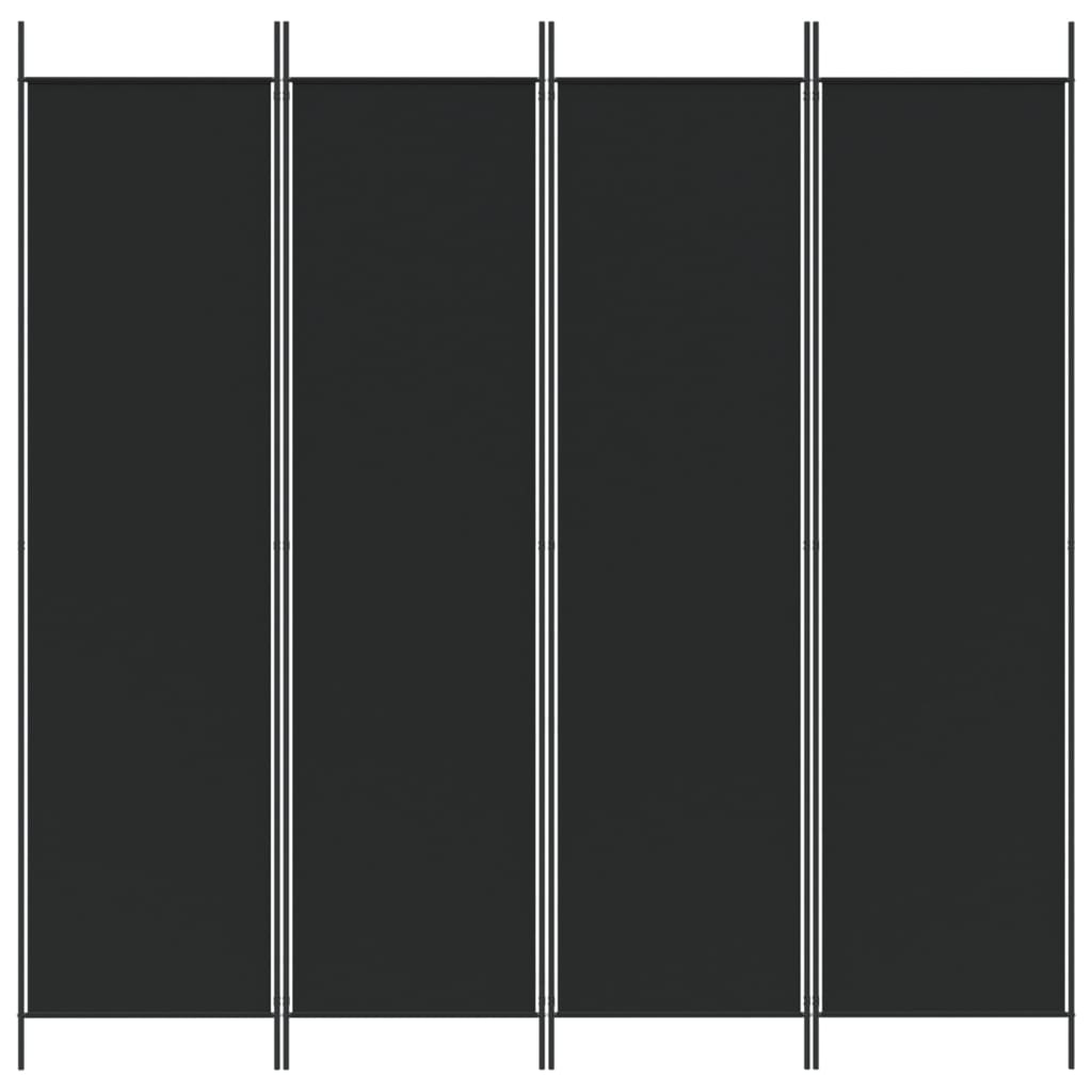 4-panels rumdeler 200x200 cm stof sort