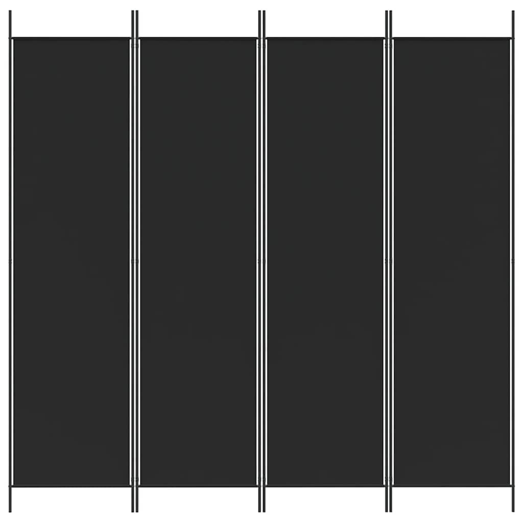 4-panels rumdeler 200x200 cm stof sort