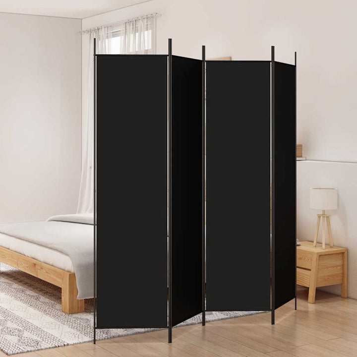 4-panels rumdeler 200x200 cm stof sort